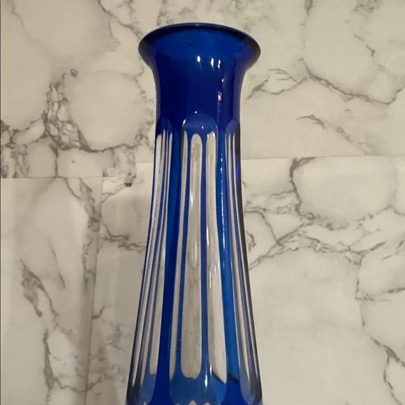 Vintage Elegant French Blue Crystal decanter or vase - Picture 3 of 4